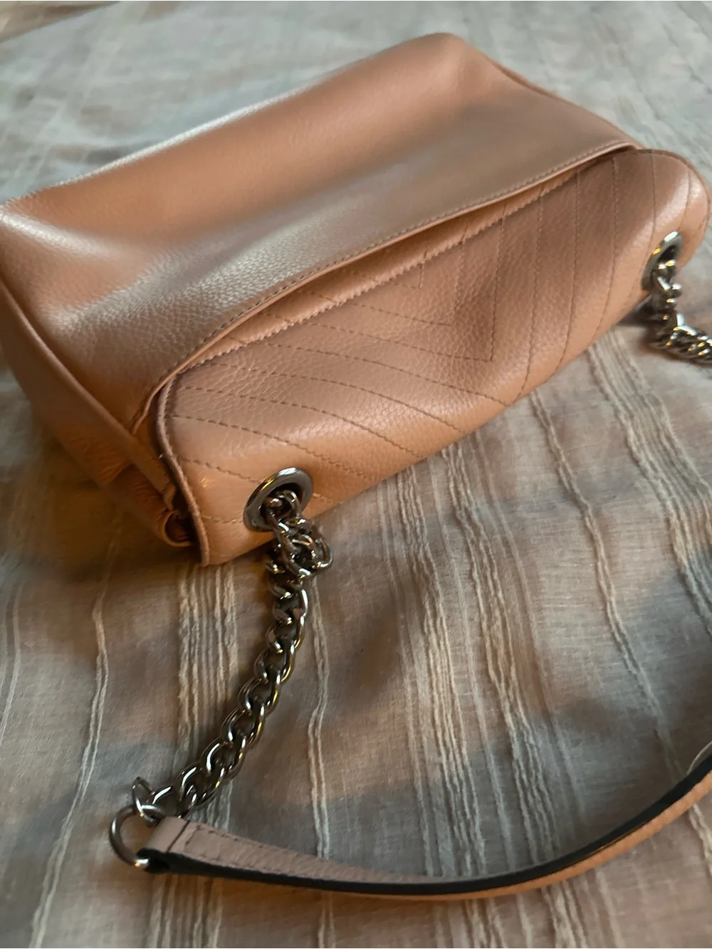 Karl Lagerfeld Paris Charlotte Quilted Chevron Shoulder Bag in Blush Pink